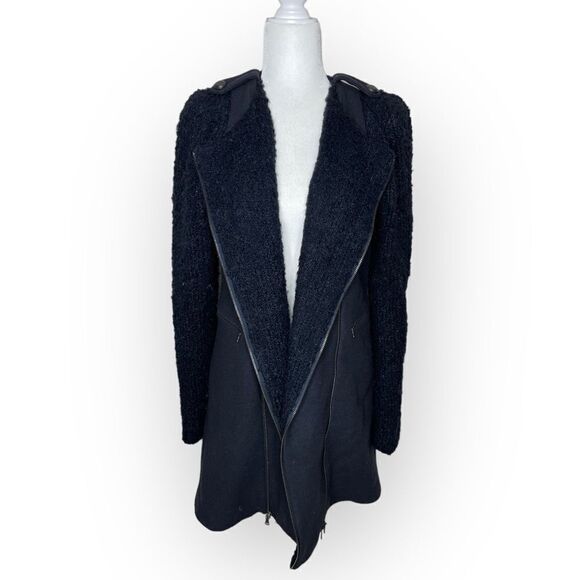 ALYSI Navy Blue Wool Blend Multi Zip Coat - Picture 1 of 15